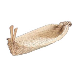 Woven Boat-Shaped Basket – Cream Decorative Storage
