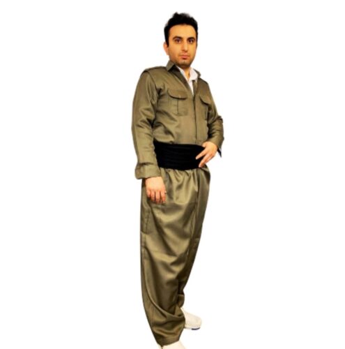 Men's Traditional Kurdish Clothing Set in Bronze with Pishtwen, Model Maleki