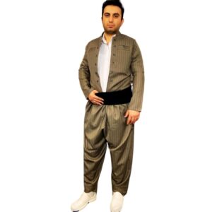Kurdish Clothes with Pishtwen Striped for Man – Bronze
