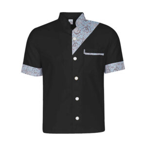 Persian Men’s Short Sleeve Chef’s Jacket with Paisley Design