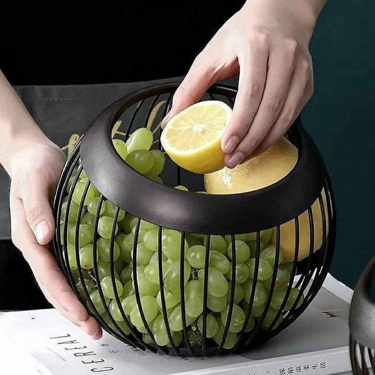 Metal Wire Fruit Basket Chic & Luxe in Black