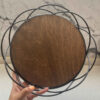 Metal Wire Fruit Basket With Wooden Base in Black