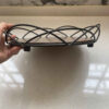 Metal Wire Fruit Basket With Wooden Base in Black