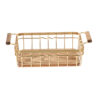 Metal Wire Fruit Basket with Wooden Base in Gold