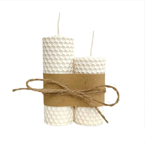 Natural White Beeswax Pillar Candles – Eco-Friendly Decorative Set for Home Decor (2-Pack)