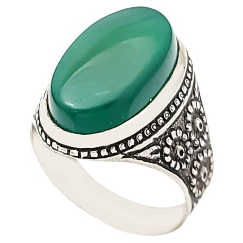 Agate Silver Gemstone Ring for Men – Traditional Persian Bohemian Design
