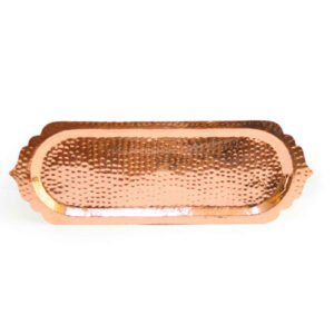 Persian Copper Serving Tray – Traditional Hammered Oval Tray