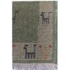 Original Handwoven Persian Minimalist Gabbeh Rug with Animal Motifs - Green Wool Blend