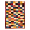 Authentic Handwoven Persian Geometric Gabbeh Rug - Checkered Cream Wool Blend