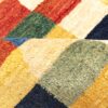 Authentic Handwoven Persian Geometric Gabbeh Rug - Checkered Cream Wool Blend