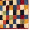 Authentic Handwoven Persian Geometric Gabbeh Rug - Checkered Cream Wool Blend