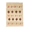 Genuine Handwoven Persian Minimalist Gabbeh Rug with Animal & Tree Motifs - Cream Wool