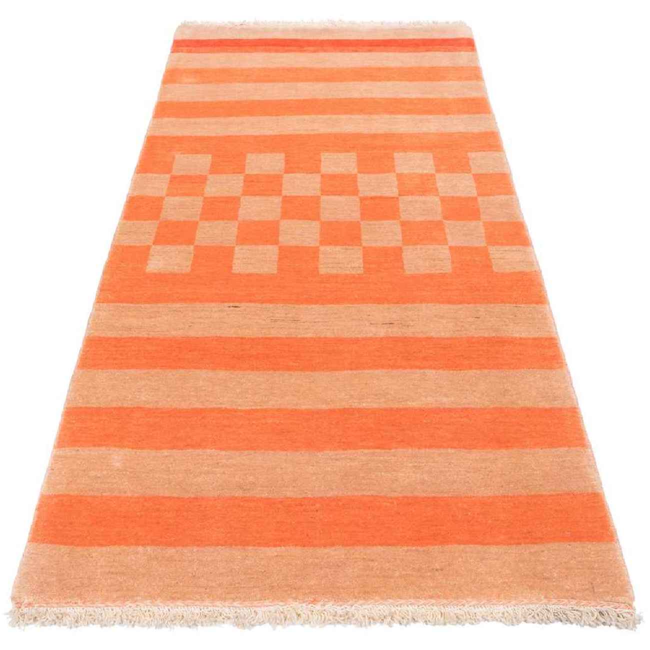 Handwoven Persian Striped Gabbeh Rug in Orange – Premium Wool