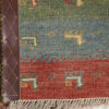 Handwoven Persian Striped Gabbeh Rug with Animal Motifs - Red Wool