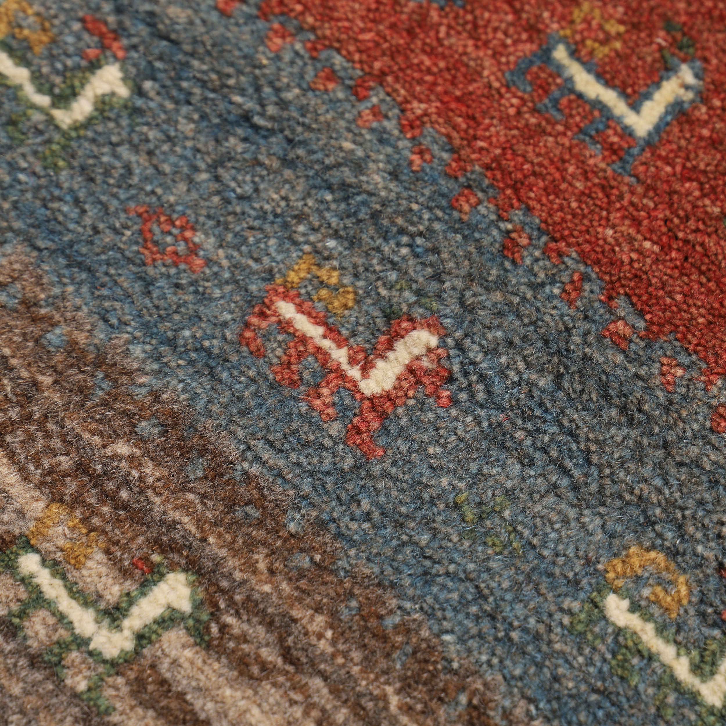 Handwoven Persian Striped Gabbeh Rug with Animal Motifs – Red Wool