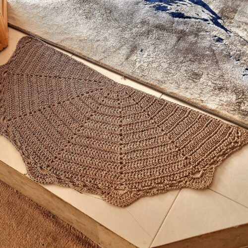 Persian Handwoven Boho Macrame Floor Rug in Brown