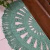 Persian Handwoven Boho Macrame Floor Rug in Green
