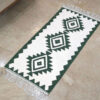 Ardabil Geometric Kilim Rug in White - Handwoven Persian Acrylic Design
