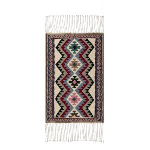 Cream Geometric Acrylic Kilim Rug – Authentic Persian Handwoven Quality