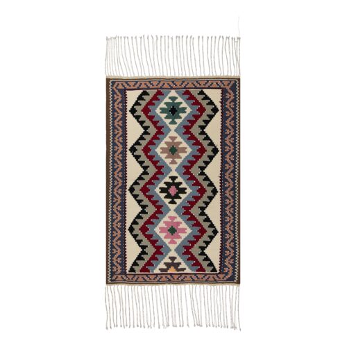 Cream Geometric Acrylic Kilim Rug - Authentic Persian Handwoven Quality