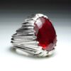 Persian Ruby Silver Ring For Men Red Gemstone