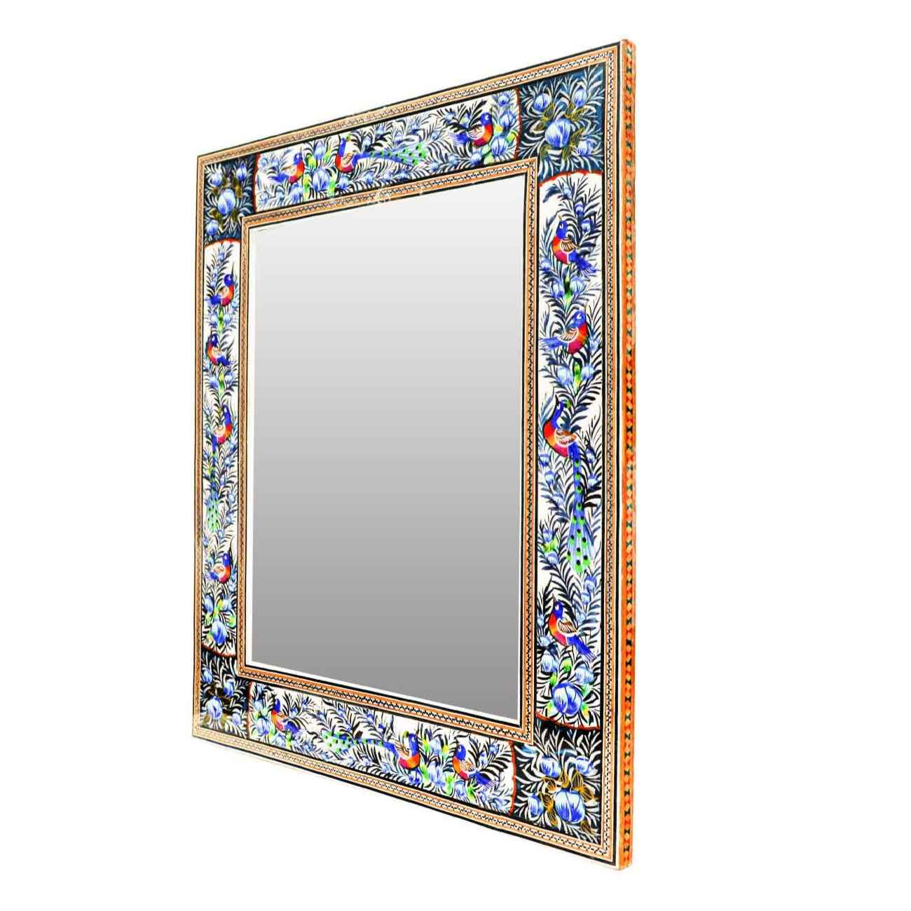 Persian Wooden Mirror Frame Khatamkari with Feloral Design