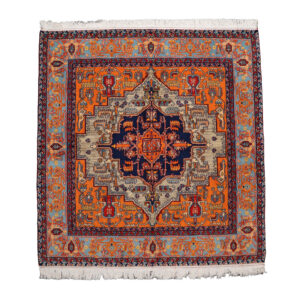 Hand-Knotted Persian Isfahan Rug (Geometric Medallion / Herati) – Orange Wool