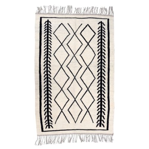 Handwoven Ardabil Kilim Rug in White Geometric - Persian Wool Craft