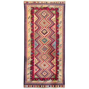 Tabriz Qashqai Geometric Kilim Runner – Genuine Handwoven Persian Wool