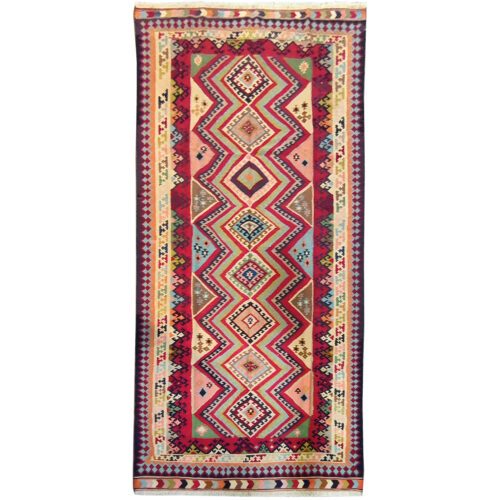 Tabriz Qashqai Geometric Kilim Runner - Genuine Handwoven Persian Wool