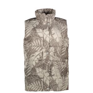Puffer Jacket for Women Sleeveless Zipper with Leaf Design