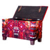 Traditional Red Persian Footstool with Wooden Legs