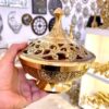 Vintage Brass Sugar Bowl with Intricate Lid Design