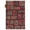 Vintage Persian Hand-Knotted Patchwork Carpet Geometric Red