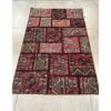 Vintage Persian Hand-Knotted Patchwork Carpet Geometric Red