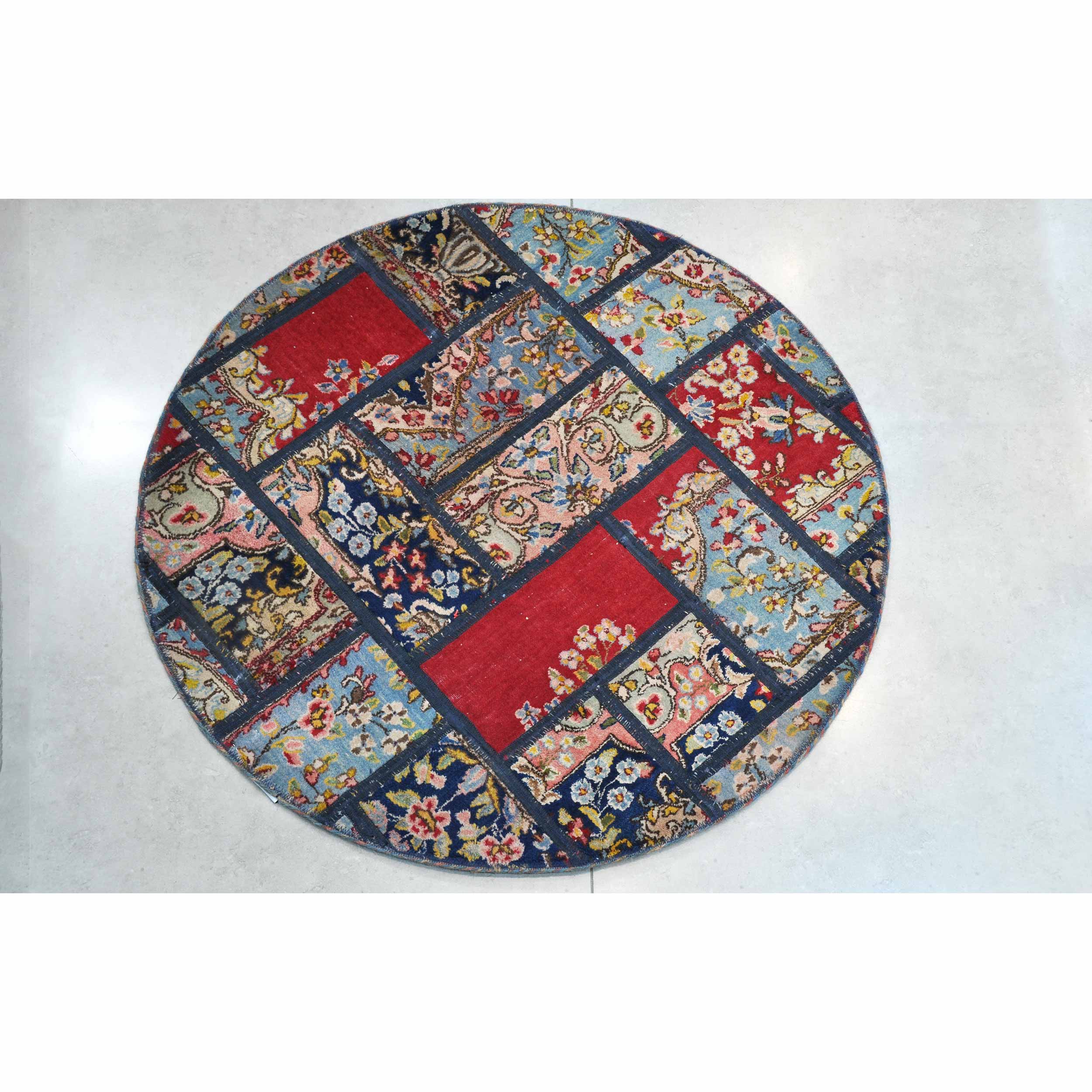 Vintage Persian Hand-Knotted Patchwork Carpet Red