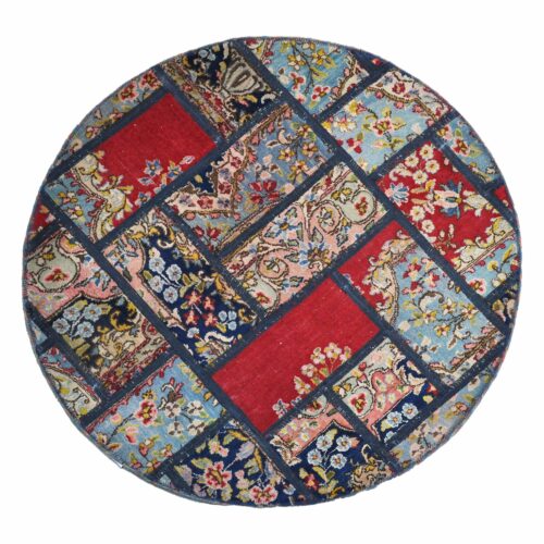 Vintage Persian Hand-Knotted Patchwork Carpet Red