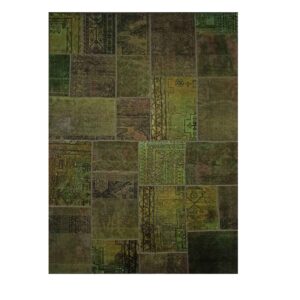 Vintage Persian Hand-Knotted Patchwork Carpet Sage Green