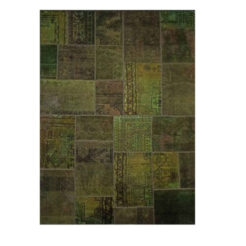 Vintage Persian Hand-Knotted Patchwork Carpet Sage Green