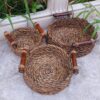 Wicker Basket Handwoven with Handle in Dark Brown