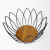 Wire Fruit Basket With Natural Wooden Base & Tulip Design