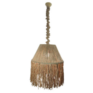 Handmade Woven Hemp Pendant – Fringe Bohemian Ceiling Lamp
