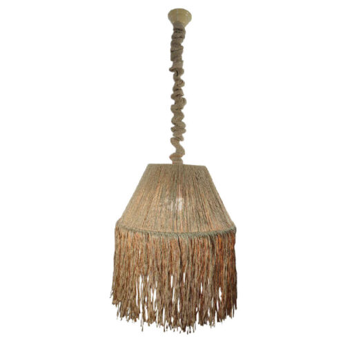 Handmade Woven Hemp Pendant - Fringe Bohemian Ceiling Lamp