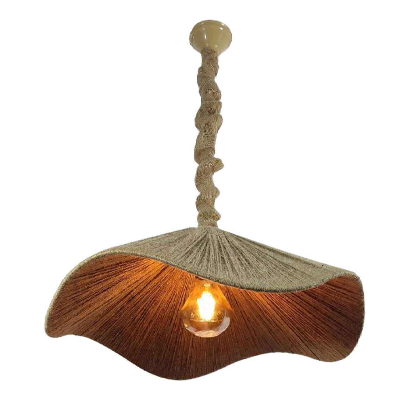 Handmade Woven Hemp Pendant – Modern Minimalist Cone Design
