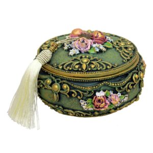 Charming Vintage Jewelry Box with Floral Design – Organize Your Treasures