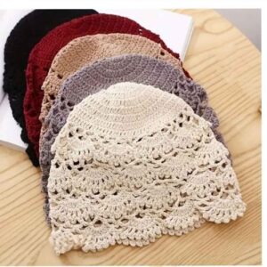 Crocheted Hat – Unique and Soft with Shell Design in Cream