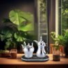 Electric Steel Coffee Percolator - Dual Electric Kettle Set for Arabic Coffee & Tea with Warming Station