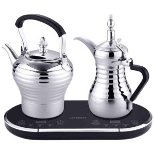 Electric Steel Coffee Percolator – Dual Electric Kettle Set for Arabic Coffee & Tea with Warming Station