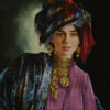 Hand-Knotted Persian Pictorial Rug in Silk - Kurdish Girl