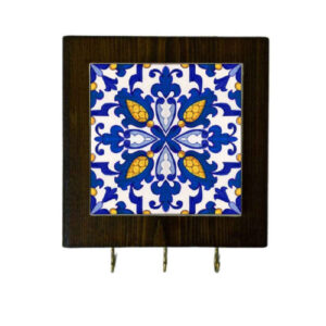 Ceramic Wall Key Holder – with Wooden Frame for Organizing Your Key
